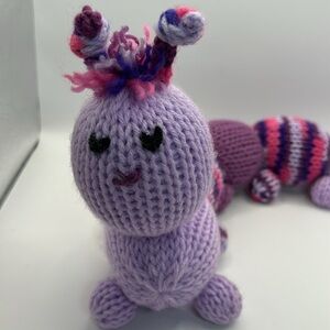 Purple Knitted Caterpillar Toy